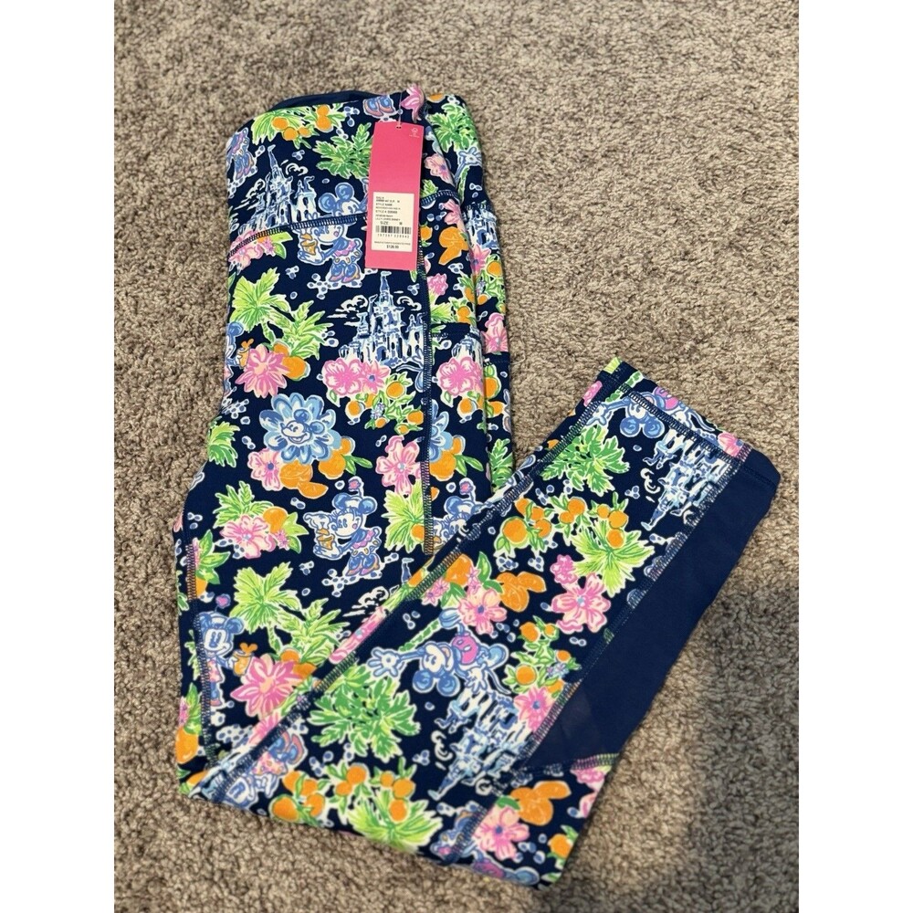 NWT Disney x Lilly Pulitzer Weekender Leggings Women's M Mickey Minnie Navy